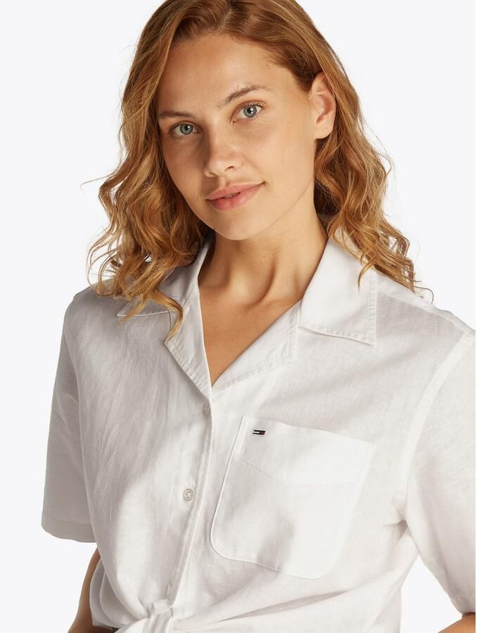 TOMMY JEANS T-shirt TJW CRP LINEN SS SHIRT met borstzak logo-borduursel - Foto 8