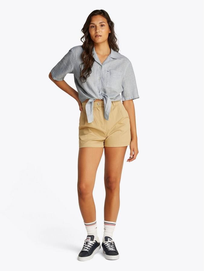 TOMMY JEANS T-shirt TJW CRP LINEN SS SHIRT met borstzak logo-borduursel - Foto 4