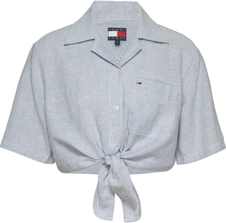 TOMMY JEANS T-shirt TJW CRP LINEN SS SHIRT met borstzak logo-borduursel