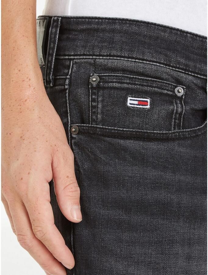 Tommy Hilfiger Zwarte Slim Scanton Jeans met Gewassen Uitstraling Black Heren