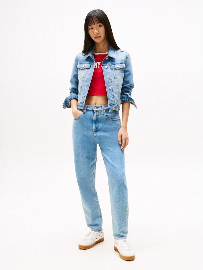 TOMMY JEANS Tapered jeans High waist Mom-Jeans Tapered Met Tommy Hilfiger logo-vlag op de achterzak