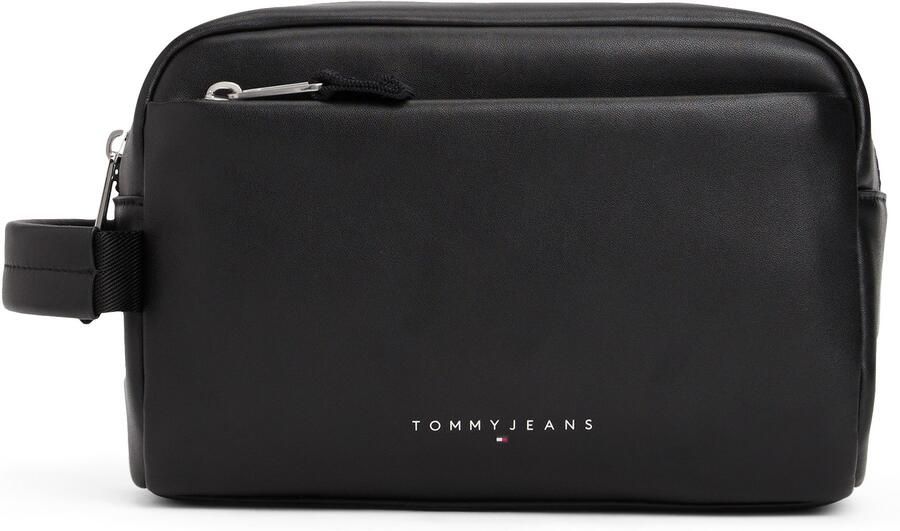 TOMMY JEANS Toilettas TJM LINEAR LEATHER WASHBAG reis unisex-minitas met logo-opschrift - Foto 4
