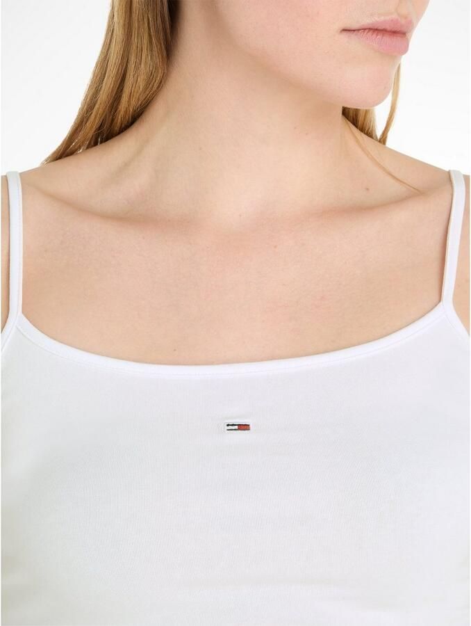 TOMMY JEANS Top met spaghettibandjes Crop Essential Strap Tank Top kort met verstelbare spaghettibandjes merklogo