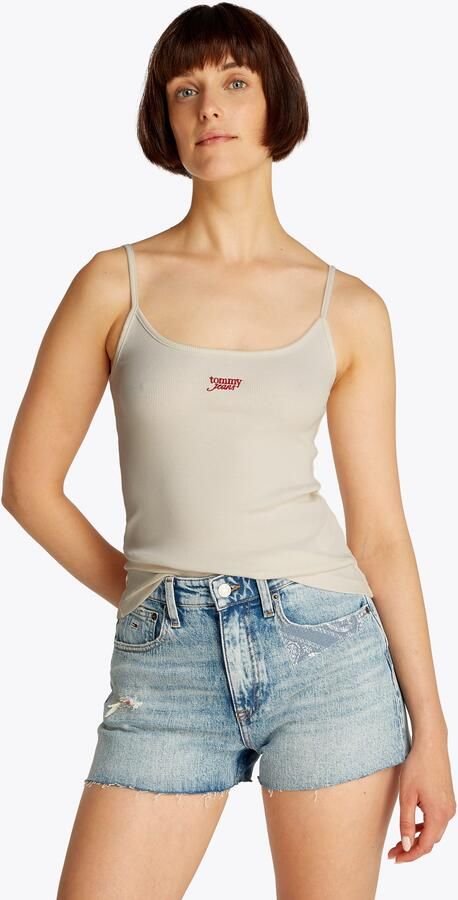 TOMMY JEANS Top met spaghettibandjes TJW SCRIPT STRAPPY TOP in riblook met logo-opdruk - Foto 8