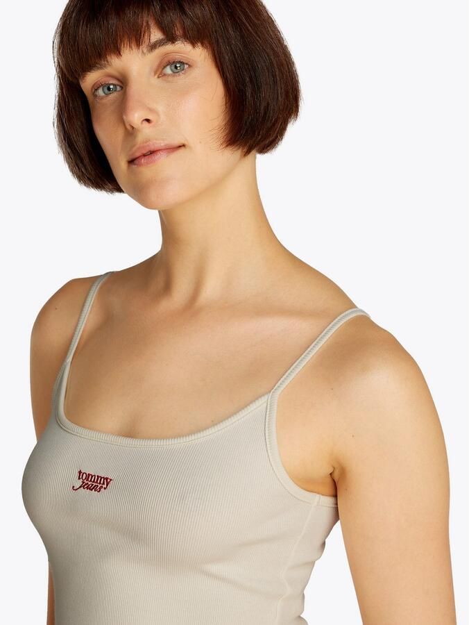 TOMMY JEANS Top met spaghettibandjes TJW SCRIPT STRAPPY TOP in riblook met logo-opdruk - Foto 2
