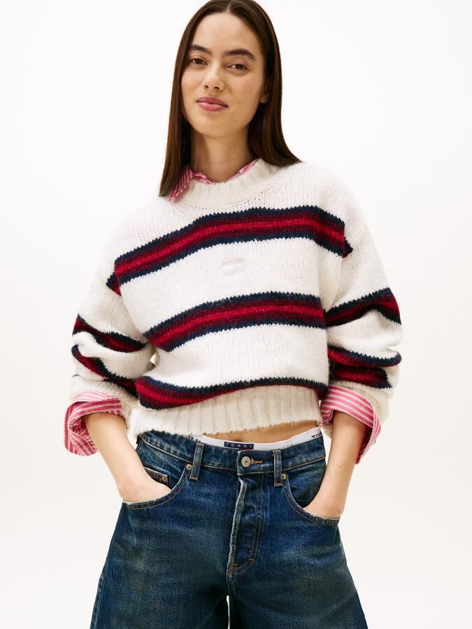 TOMMY JEANS Trui met ronde hals TJW BADGE STRIPE FLUFFY SWEATER - Foto 5