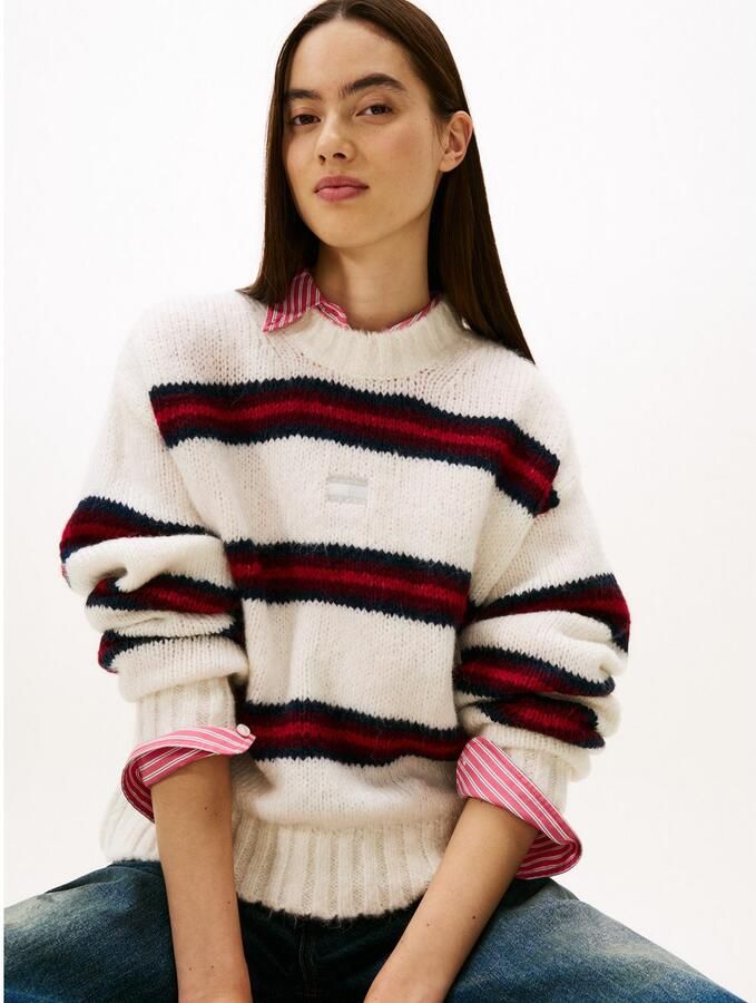 TOMMY JEANS Trui met ronde hals TJW BADGE STRIPE FLUFFY SWEATER - Foto 2