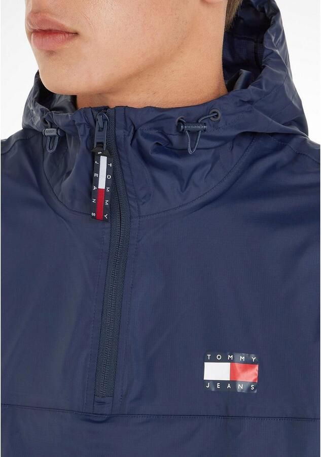 Tommy Hilfiger Heren Nylon Halve Rits Jas met Vaste Capuchon Blue Heren - Foto 3