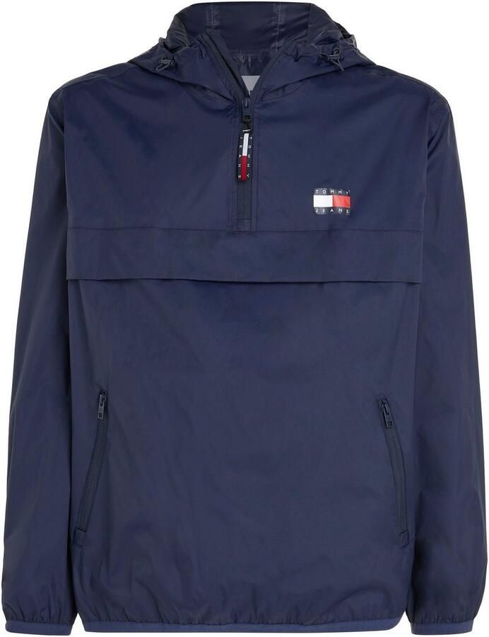 Tommy Hilfiger Heren Nylon Halve Rits Jas met Vaste Capuchon Blue Heren - Foto 2