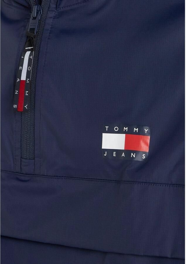 Tommy Hilfiger Heren Nylon Halve Rits Jas met Vaste Capuchon Blue Heren - Foto 4