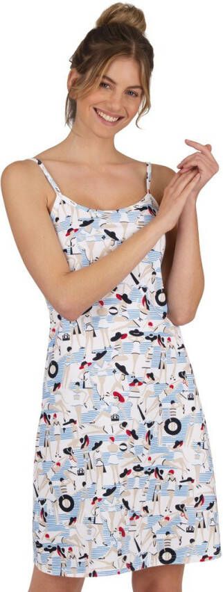 Trigema Jerseyjurk jurk met spaghettibandjes en veelkleurige print