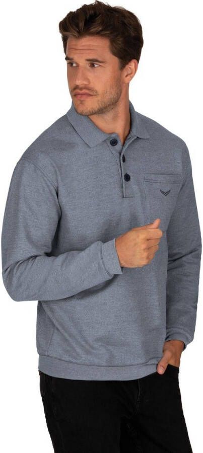 Trigema Sweatshirt Polo met lange mouwen in sweatkwaliteit