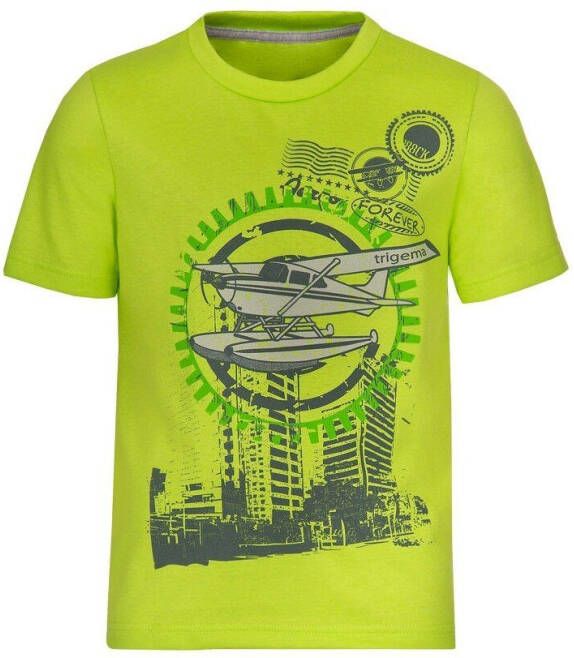 Trigema T-shirt voor met vliegtuigprintmotief