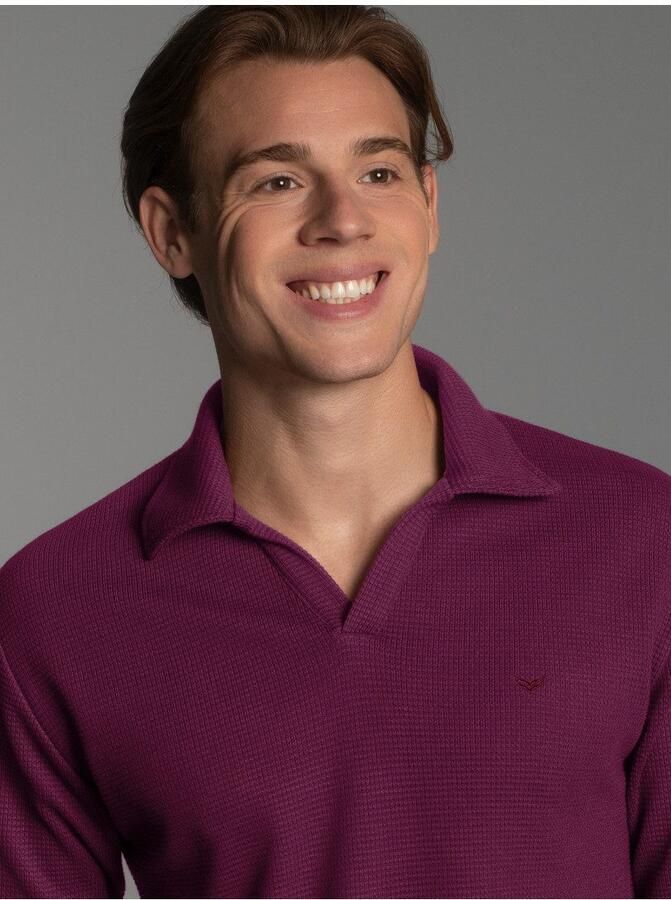 Trigema Poloshirt met lange mouwen zonder knoopsluiting in wafeloptiek (1-delig)