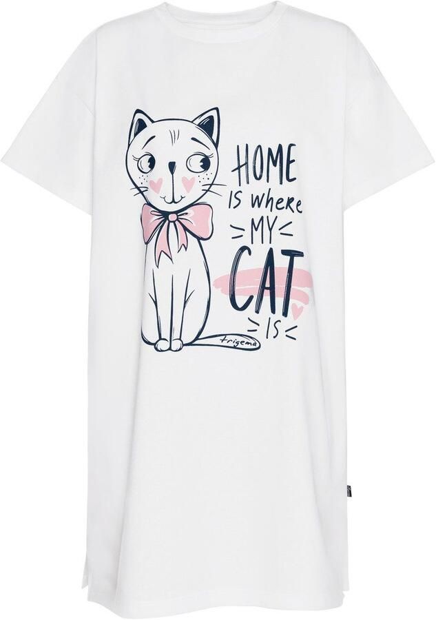 Trigema Pyjama bigshirt met schattige kattenprint (1-delig) - Foto 3