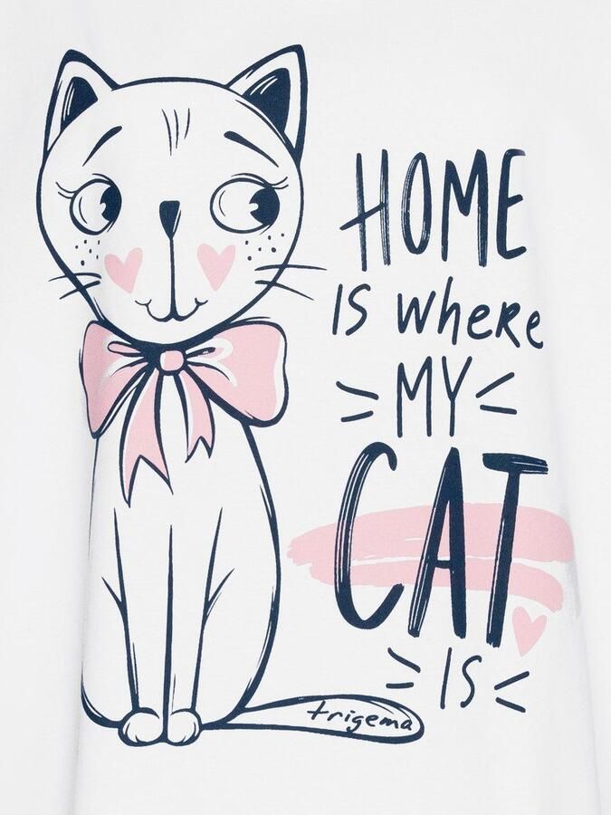 Trigema Pyjama bigshirt met schattige kattenprint (1-delig)