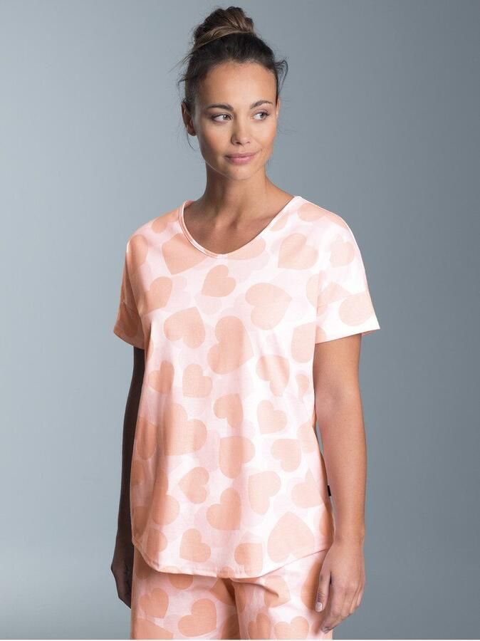 Trigema Pyjama oversized T-shirt met allover hartjes-print (1-delig) - Foto 3