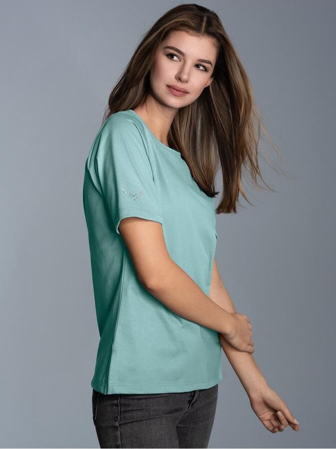 Trigema T-shirt DELUXE katoen met kristallen (1-delig)