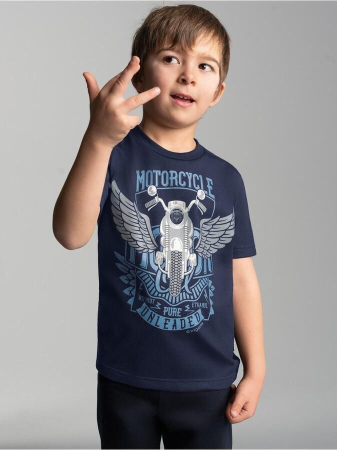 Trigema T-shirt met grote motorfiets-printmotief (1-delig)