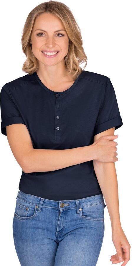 Trigema T-shirt met knooplijst DELUXE katoen (1-delig) - Foto 4
