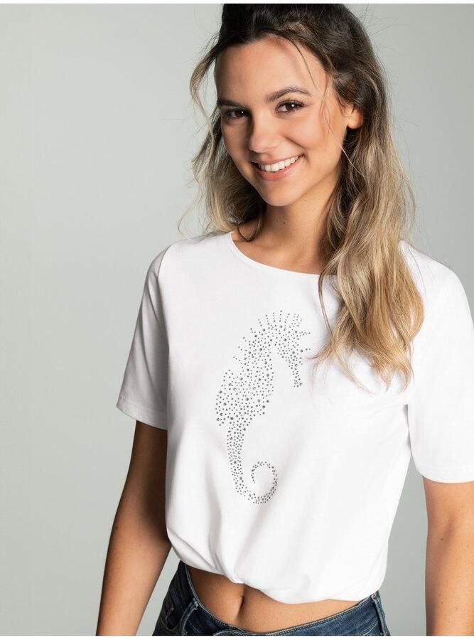 Trigema T-shirt met zeepaard-print van strass-steentjes (1-delig) - Foto 4