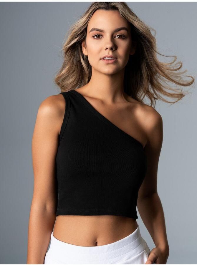 Trigema T-shirt modieuze one-shoulder top (1-delig)