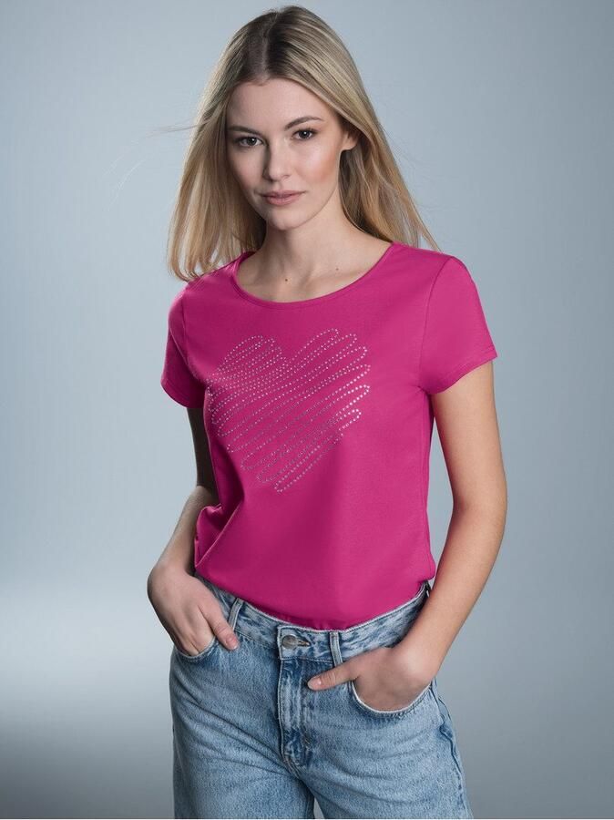 Trigema T-shirt Slim Fit T-shirt met glinsterend hart-print (1-delig) - Foto 4