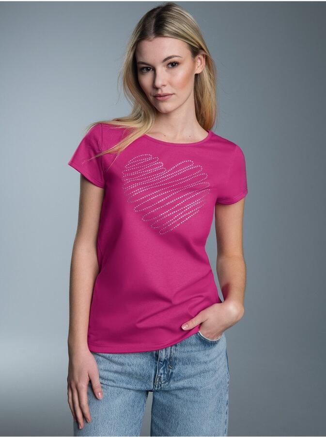 Trigema T-shirt Slim Fit T-shirt met glinsterend hart-print (1-delig)