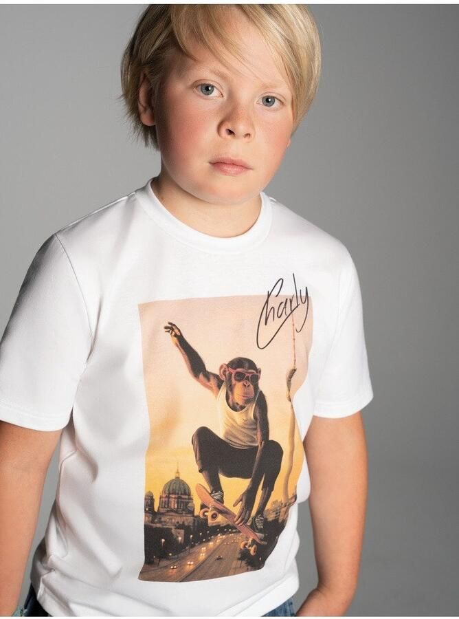 Trigema T-shirt T-Shirt Affe Charly Skateboard (1-delig) - Foto 2