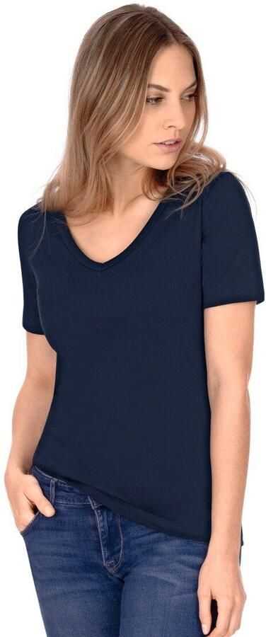 Trigema T-shirt V-shirt van katoen elastaan (1-delig) - Foto 4