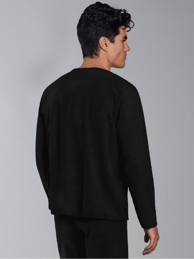 Trigema Tricot-fleecetrui fleece-shirt met ronde hals