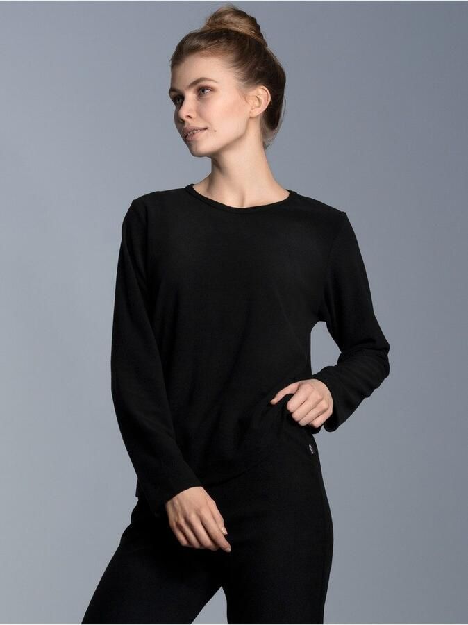 Trigema Tricot-fleecetrui fleece-shirt met ronde hals