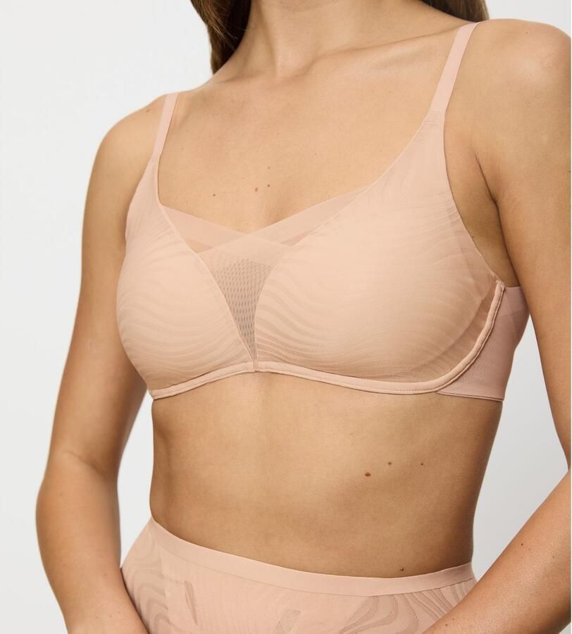 Triumph Beugelloze-bh Shape Smart Ellipse gladmakend dieper decolleté vrouwelijk golvend jaquard-mesh