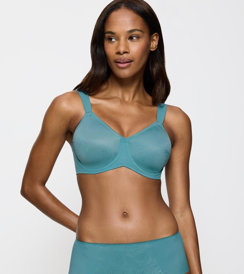 Triumph Minimizer-bh Essential Minimizer Glinsterend jacquardpatroon met beugel kleine satijnen strik - Foto 5