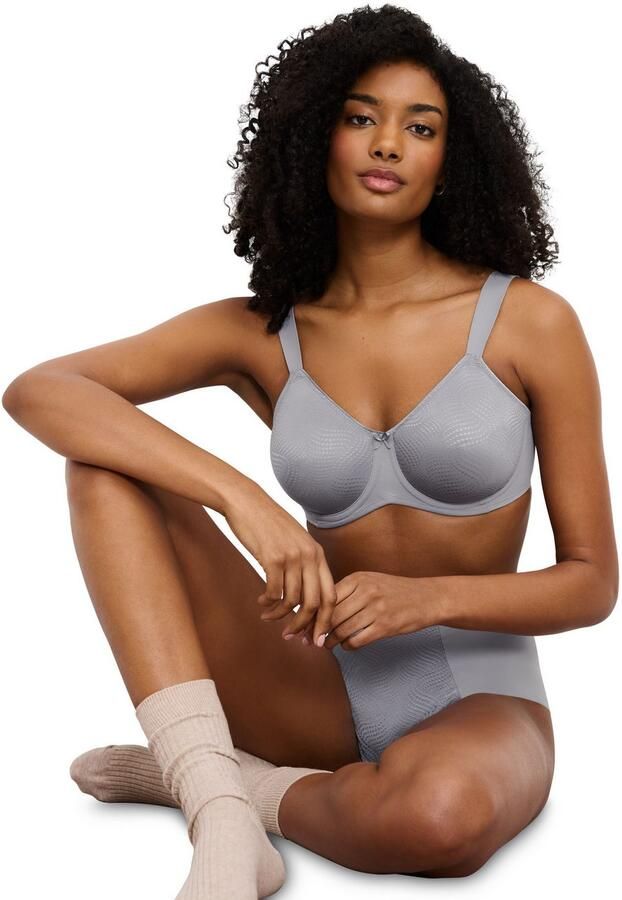 Triumph Minimizer-bh Essential Minimizer Glinsterend jacquardpatroon met beugel kleine satijnen strik - Foto 3