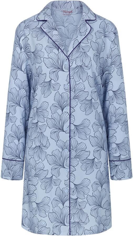 Triumph Nachthemd Boyfriend Fit NDW met doorlopende knoopsluiting lange mouwen kraag casual pasvorm - Foto 2