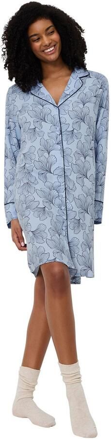 Triumph Nachthemd Boyfriend Fit NDW met doorlopende knoopsluiting lange mouwen kraag casual pasvorm - Foto 4