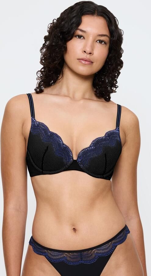 Triumph voorgevormde push-up bh Comfort Glam zwart blauw