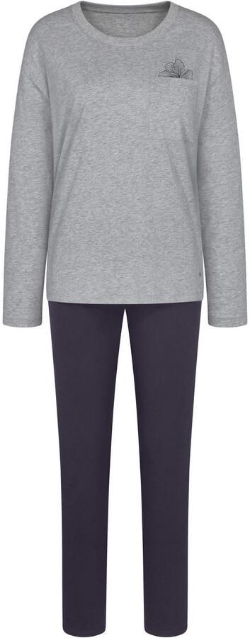 Triumph Pyjama Bloemborduurwerk borstzak ronde hals lange mouw - Foto 3