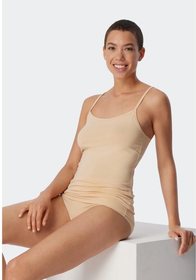 Uncover by SCHIESSER Top met spaghettibandjes UNCOVER Cotton diepe ronde halslijn smalle bandjes elastisch zacht