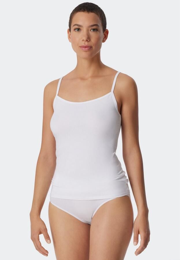 Uncover by SCHIESSER Top met spaghettibandjes UNCOVER Cotton diepe ronde halslijn smalle bandjes elastisch zacht