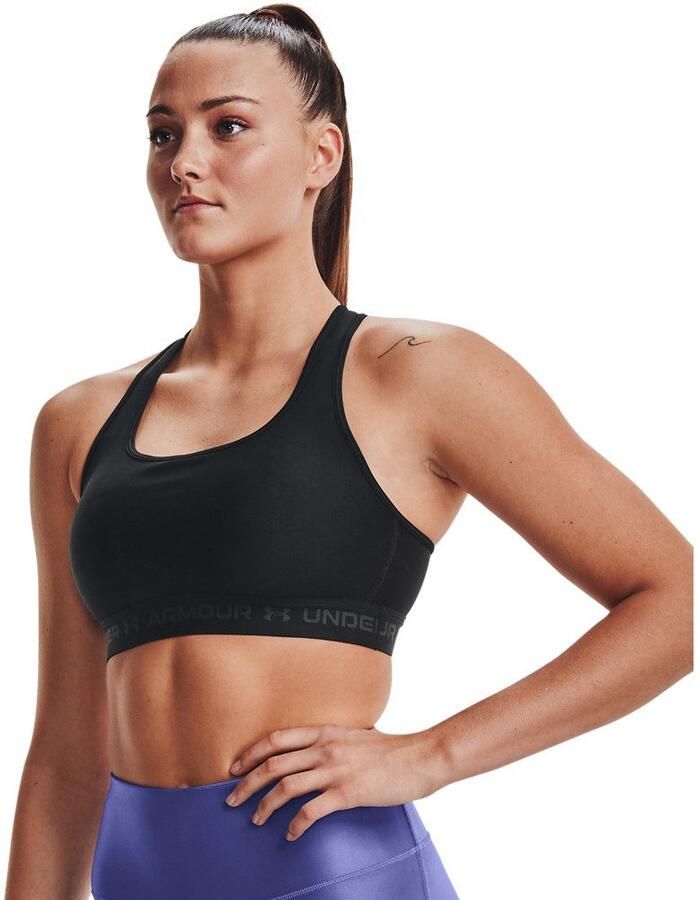 Under Armour mid crossback medium-impact sportbh zwart dames - Foto 3
