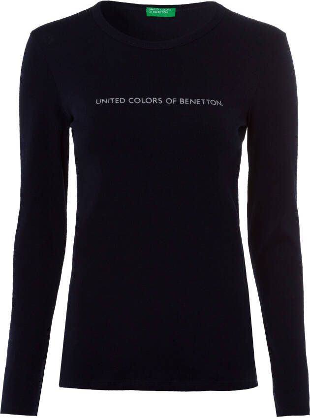 United Colors of Benetton Shirt met lange mouwen met labelprint met glittereffect
