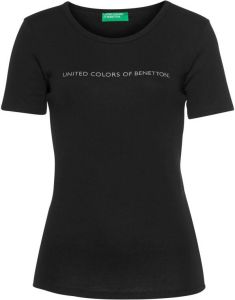 United Colors of Benetton T-shirt met glinsterende merken-print voor (1-delig)