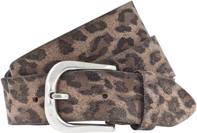 Vanzetti Leren riem met donkere airbrushranden animal-print eenvoudige pingesp