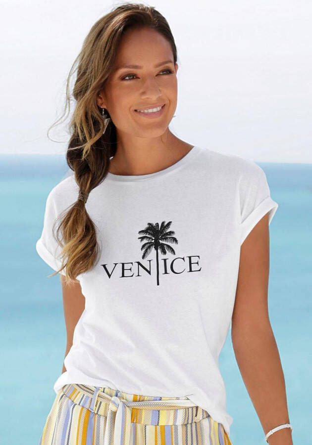 Venice Beach Shirt met ronde hals met print aan de voorkant katoenen t-shirt met korte mouwen basic