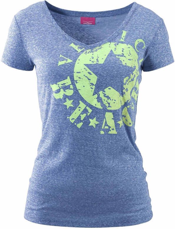 Venice Beach Strandshirt met logoprint van gemêleerde stof vintage look sportief-casual
