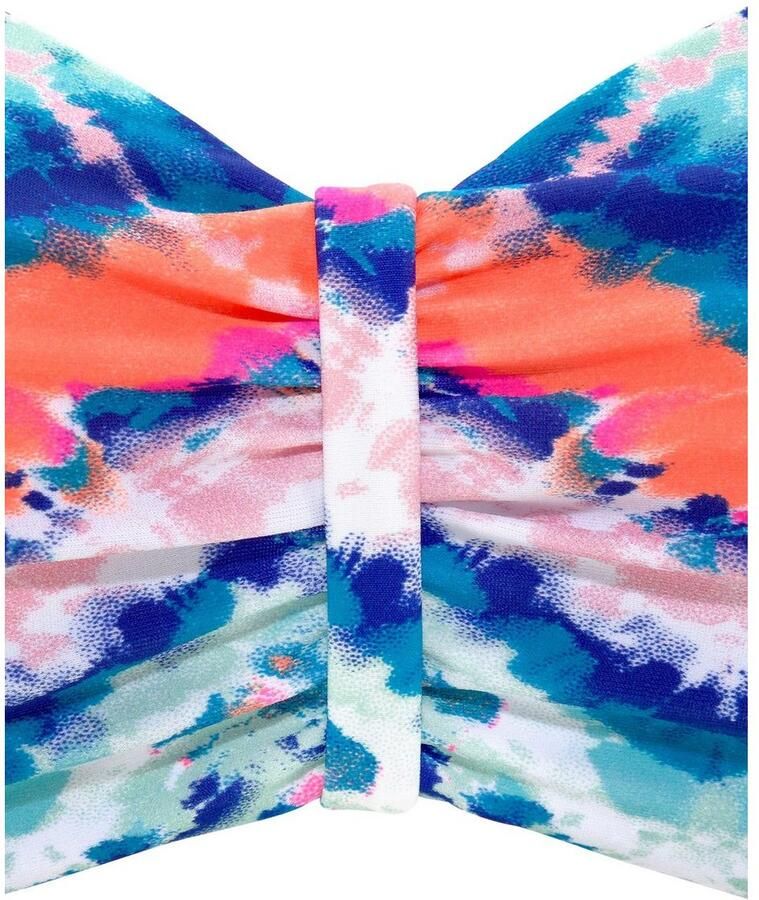 Venice Beach strapless bandeau bikinitop met all over print blauw roze - Foto 2