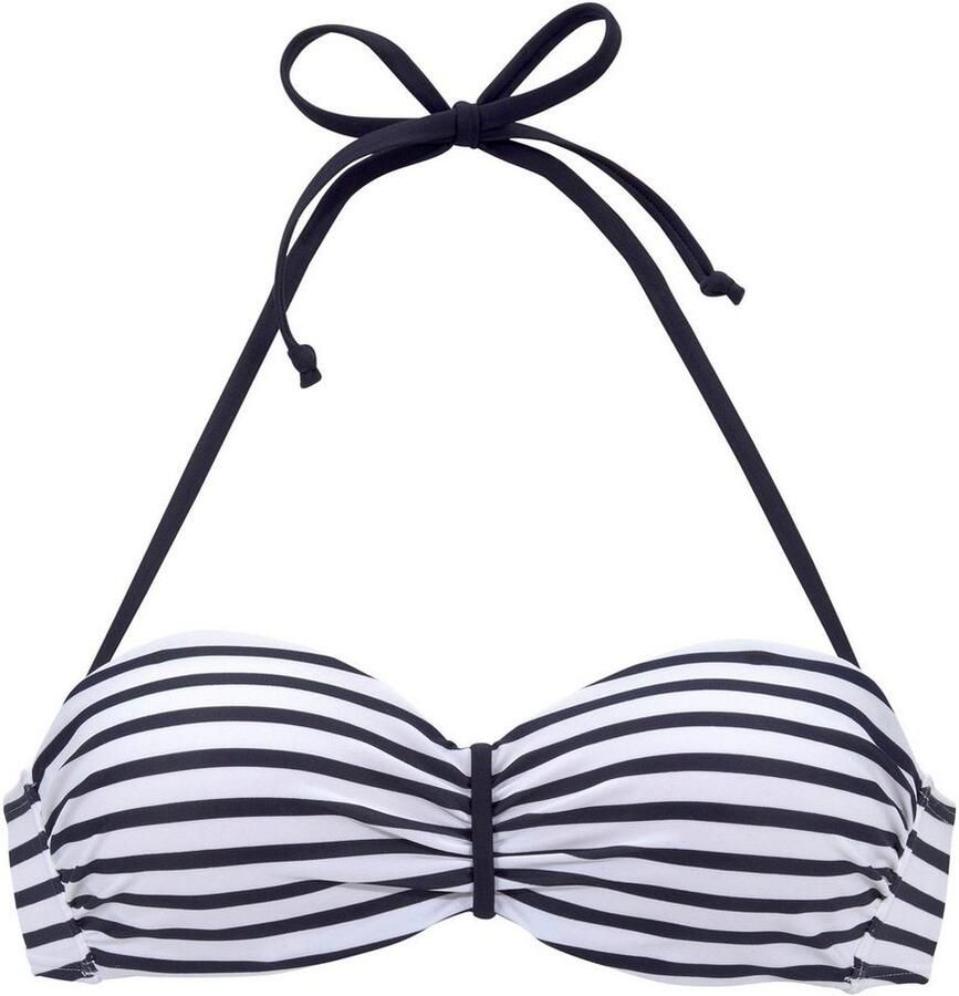 Venice Beach gestreepte strapless bandeau bikinitop wit marine - Foto 2