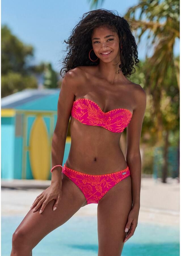 Venice Beach Beugelbikini in bandeaumodel Kensi met contrastkleurige gehaakte rand